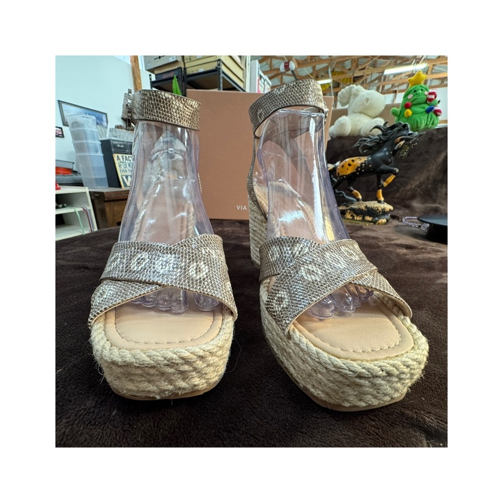 Via Spiga Python print Leather wedge sandals size… - image 2